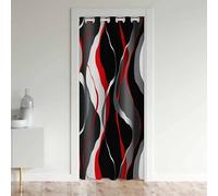 Rouge Gris Noir Rideaux Interieur Salon Chambre Modern Géométrique Spiral Rideau de Porte 86x203cm 30%-50% Rideaux Exterieur d'entrée Fenêtres Drapes Rideau Occultant