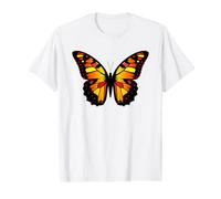 Rouge Jaune Orange Magnifique Papillon sur des Formes Blanches Mania T-Shirt Graphique avec Valeur