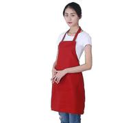 (Rouge) Lot De 12 Tabliers Bavette Unis Avec 2 Poches - Tablier Commercial Unisexe Noir En Vrac