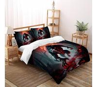Rouge Lune WereLoup Fureur Housse De Couette Super King(260x220cm) Impression 3D Faune Fantaisie Animaux Pour Enfants Et Adolescents En Microfibre Respirant Avec Fermeture Éclair Literie Confort