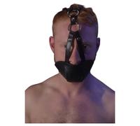 Rouge - masque bouche bâillon en cuir véritable - noir