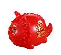 (Rouge moyen - Dragon doré porte-bonheur) Grande tirelire décorative en forme de dragon, idéale pour