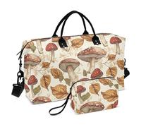 Rouge Mystérieux Feuilles de Champignon Décoratif Voyage Sac à Main Grand Sac de Gym avec Sangle Réglable pour Randonnée Grande Capacité Bolsas para viajar en Avion de Mujer