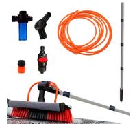 Rouge/Noir 3,6 mètres Telescopic HYDROCLEANER - VENTEO - Brosse à Eau de Lavage - Manche télescopique - Brosse avec éponge et raclette - Adaptateur d'angle Pro - Distributeur de Savon
