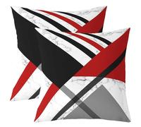 Rouge Noir Blanc Gris Coussin Housse de Coussin 40x40 Lot de 2 Géométrique Marbre Coussin Coussin Géométrique Triangle Stripe Taie d'oreiller Ligne Simple Décor Caractéristiques Taies d'oreiller