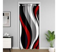 Rouge Noir Gris Stripes Rideau Occultant Rideaux Géométrique Résumé Rideau de Porte 86x203cm Géométrie Rideaux Interieur Salon Chambre Modernee Stripes Art Rideaux Exterieur d'entrée