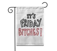 Rouge Noir Vendredi Salopes Pinceau De Mots Dessin Animé Drapeaux Double Face Garden Flag Couleurs Vives Drapeau De Jardin Pour Extérieur Intérieur Vacances 30X45Cm