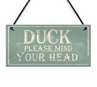 Rouge Océan Canard Mind Your Head amitié Home Cadeau à Suspendre Porte Plaque Murale NE Pas Signer
