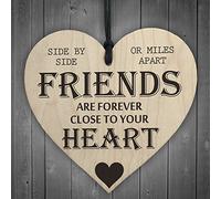 Rouge Ocean Friends are Forever Cœur en Bois à Suspendre l'amitié Cadeau Style Shabby Chic Plaque