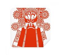 Rouge Opéra Masque Visage Paper-Cut Lunettes Chiffon de Nettoyage Nettoyant pour Écran de Téléphone en Daim Tissu 2 Pcs