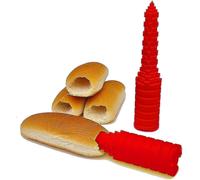 (Rouge) Perceuse à pain pour hot-dog, remplisseuse de hot-dog pour grillades et barbecue, gadgets pour hot-dogs, fournitures de pâtisserie, taille idéale pour les saucisses