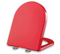 Rouge, PP, siège de toilette allongé, siège de toilette à fermeture douce avec charnière réglable à 360 °, charnières à libération rapide, support supérieur, facile à installer également facile à