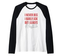 Rouge Rarely Never Always Hustle Red Graphic Manche Raglan