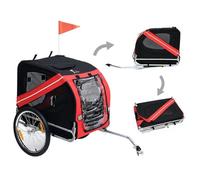 Rouge Remorque de vélo pliable pour animaux et enfant, Remorque de chien chat, Cabinet avec réflecteurs et 2 portes avec zip