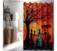 Rouge Rideau de Douche 90x200 cm, Imperméable Rideau Douche Arbre Shower Curtain avec 12 Anneaux Résistant Facile à Installer Lavable en Machine pour Decoration Maison, Cadeau Femme -lsy250722545U