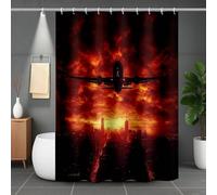 Rouge Rideau de Douche, Polyester Rideau Douche Avion Shower Curtain 100x180, Imperméable Lavable Shower Curtain avec 12 Anneaux Résistant Facile à Installer pour Baignoire, Cadeau -lsy2507CZGN3S
