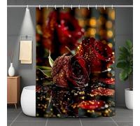 Rouge Rideau de Douche, Polyester Rideau Douche Rose Shower Curtain 200 x 240 cm, Imperméable Lavable Shower Curtain avec 12 Anneaux Résistant Facile à Installer pour Baignoire, Cadeau -lsy2507S8