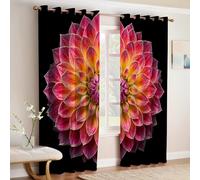 Rouge Rideaux Occultants 2 Pièces Fleur de mandragore Polyester Imprimé 3D, Thermiques, Isolants Phoniques et Anti Froid pour Chambre Enfant, Salon ou Cuisine 140L X 245H cm