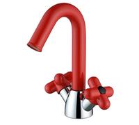 Rouge,Robinet De Lavabo En Laiton À 2 Modes, Mitigeur De Salle De Bain Avec Poignée En Forme De Fleur Et Bec Verseur Rabattable Pour Lavabo