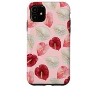 Rouge Rose Blanc Anthurium Hawaiian Floral Art Coque pour iPhone 11