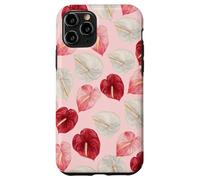 Rouge Rose Blanc Anthurium Hawaiian Floral Art Coque pour iPhone 11 Pro