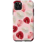 Rouge Rose Blanc Anthurium Hawaiian Floral Art Coque pour iPhone 11 Pro Max