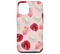 Rouge Rose Blanc Anthurium Hawaiian Floral Art Coque pour iPhone 12/12 Pro