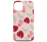 Rouge Rose Blanc Anthurium Hawaiian Floral Art Coque pour iPhone 13