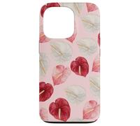 Rouge Rose Blanc Anthurium Hawaiian Floral Art Coque pour iPhone 13 Pro