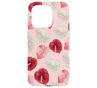 Rouge Rose Blanc Anthurium Hawaiian Floral Art Coque pour iPhone 15 Pro