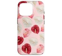 Rouge Rose Blanc Anthurium Hawaiian Floral Art Coque pour iPhone 16 Pro