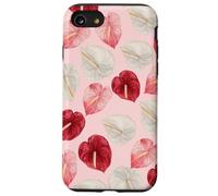 Rouge Rose Blanc Anthurium Hawaiian Floral Art Coque pour iPhone SE (2020) / 7/8