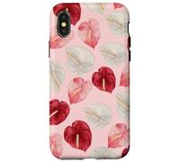 Rouge Rose Blanc Anthurium Hawaiian Floral Art Coque pour iPhone X/XS