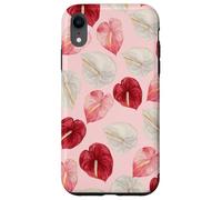Rouge Rose Blanc Anthurium Hawaiian Floral Art Coque pour iPhone XR