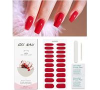 Rouge Stickers Ongles Gel, Nail Stickers Semi-Durci Autocollant Ongle Gel Uv Deco Ongle Nail Art Sticker Décoration