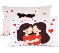 Rouge Taie Oreiller 40 x 80 Amour Taie d'oreiller 40x80 Protege Oreiller Rectangulaire Housse de Coussin Super Doux Taies D'oreillers Recto Verso Housse Coussin Decoratif, Chambre Lit Decoratif R-377