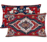 Rouge Taie Oreiller 40 x 80 BohêMe Taie D'oreiller 40x80 Protege Oreiller Rectangulaire Housse de Coussin Super Doux Taies D'oreillers Recto Verso Housse Coussin Decoratif, Chambre Lit Decoratif R-391