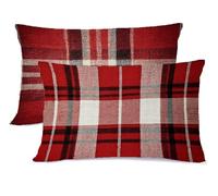 Rouge Taie Oreiller 45 x 70 Tartan Taie d'oreiller 45x70 Protege Oreiller Rectangulaire Housse de Coussin Lin Taies D'oreillers Impression Housse Coussin Decoratif, pour Decoration Halloween G - 684