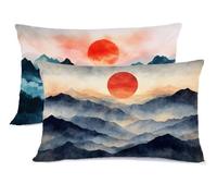 Rouge Taie Oreiller 50 x 80 Bleu Marine Taie d'oreiller 50x80 Protege Oreiller Rectangulaire Housse de Coussin Lin Taies D'oreillers Recto Verso Housse Coussin Decoratif, Decoration Halloween G - 698