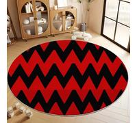 Rouge Tapis de Chambre 80 cm, Rond Tapis Lavable à Poils Courts et Doux à Motif Géométrie Simple Triangle avec Dos Antidérapant pour Salon