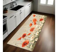 Rouge Tapis de Cuisine Fleurs de Marguerite Long Antidérapant Antifatigue Absorbant Lavable Devant Évier Décoration Maison 40 x 120 cm