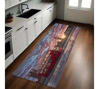 Rouge Tapis de Cuisine Tour Big Ben Long Lavable Antidérapant Antifatigue Devant Évier Décoration Paillasson 40 x 120 cm