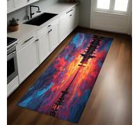 Rouge Tapis de cuisineArchitecture des Villes côtières Antidérapants Lavables 60 x 180 cm pour Cuisine Couloir Salon Chambre Salle de Bain