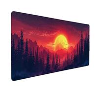 Rouge Tapis de Souris Soleil Tapis de Souris XXL 700 x 300 mm Mouse Pad Gaming en Caoutchouc Antidérapant et Imperméable Desk Mat pour PC, Ordinateur Portable, Maison, Gamer, Accessoires Bureau w6070