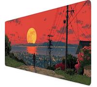 Rouge Tapis de Souris Soleil Tapis de Souris XXL 800 x 400mm Mouse Pad avec Bords Cousus et Base en Caoutchouc Antidérapante Mouse Pad XXL pour Gaming, Ordinateur Portable, Accessoires Bureau i7062