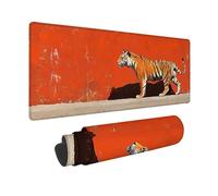 Rouge Tapis de Souris XXL 1000 x 500mm, Tapis Souris Tigre sous Main Bureau avec 3MM Bords Cousus, Imperméable Mouse Pad Base en Caoutchouc Antidérapant Surface pour Gamer, PC, Cadeau -hjw2601MA