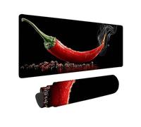 Rouge Tapis de Souris XXL 800 x 400 mm, Tapis Souris Piment sous Main Bureau avec 3MM Bords Cousus, Imperméable Mouse Pad Base en Caoutchouc Antidérapant Surface pour Gamer, PC, Cadeau -hjw2601DG