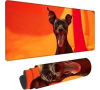 Rouge Tapis de Souris XXL 800 x 400 x 4 mm Grand Tapis Souris Chien Mouse Pad Accessoire Bureau, Lavable, Base en Caoutchouc Antidérapant, Imperméable Mousepad pour Bureau Decor, Cadeau Femme w-713