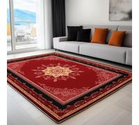 Rouge Tapis Lavable, Réducteur de Bruit Facile à Nettoyer Paillasson, Raffiné Traditionnel Géométrique Arabe antidérapant imprimé Tapis pour Salon, Chambre, Bureau 160 x 230 cm