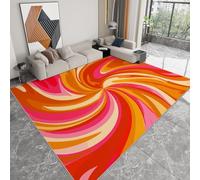 Rouge Tapis Salon 140x200 cm Tapis Chambre Tourbillon Psychédélique Rétro Grand Moelleux Doux à Poils Courts Intérieur Home Tapis Antidérapant, pour Chambre à Coucher, Salle à Manger